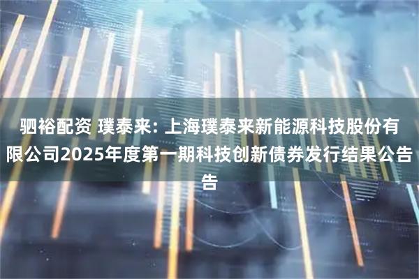 驷裕配资 璞泰来: 上海璞泰来新能源科技股份有限公司2025年度第一期科技创新债券发行结果公告